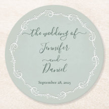 Jade Bride Embossed + Groom Wedding Paper Unterset