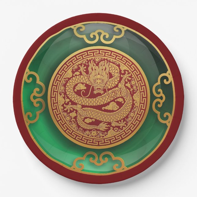 Jade Chinese New Year of the Dragon Pappteller (Vorderseite)