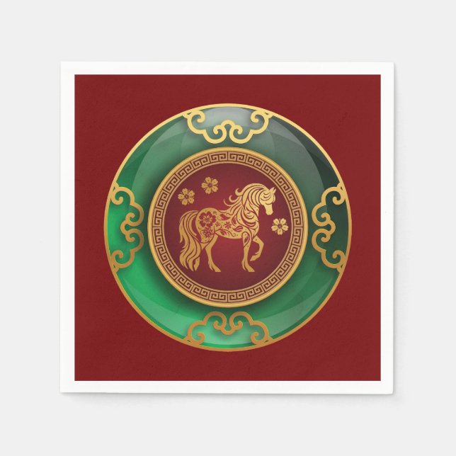 Jade Chinese New Year of the Horse Serviette (Vorderseite)