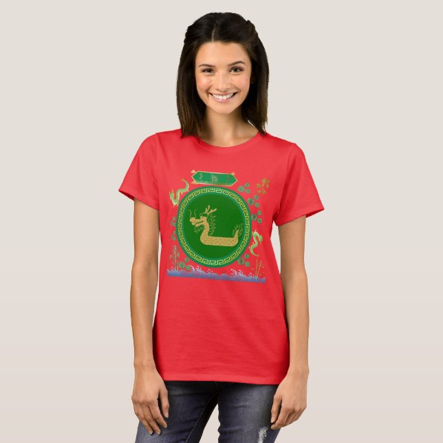 Jade-Drachen-Reise rot T-Shirt (Vorne ganz)