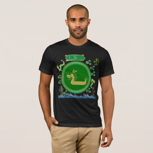 Jade-Drachen-Reise schwarz T-Shirt (Vorne ganz)