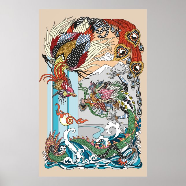 Jade Dragon und Gold Phoenix spielen mit einer Per Poster (Vorne)