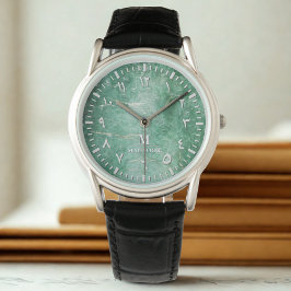 Jade Face Men's Watch mit arabischen Zahlen - Gesc Armbanduhr