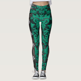Jade Floral Viktorianisch Steampunk Spandex Leggin Leggings
