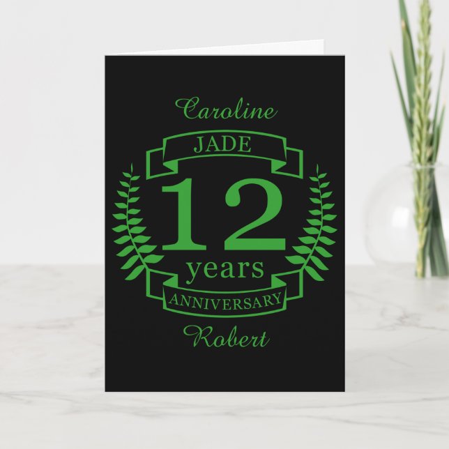 Jade Gemstone Hochzeitstag 12 Jahre Karte (Vorderseite)