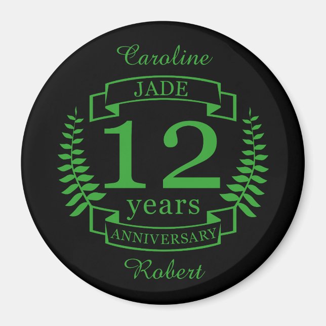 Jade Gemstone Hochzeitstag 12 Jahre Magnet (Vorne)