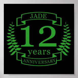 Jade Gemstone Hochzeitstag 12 Jahre Poster