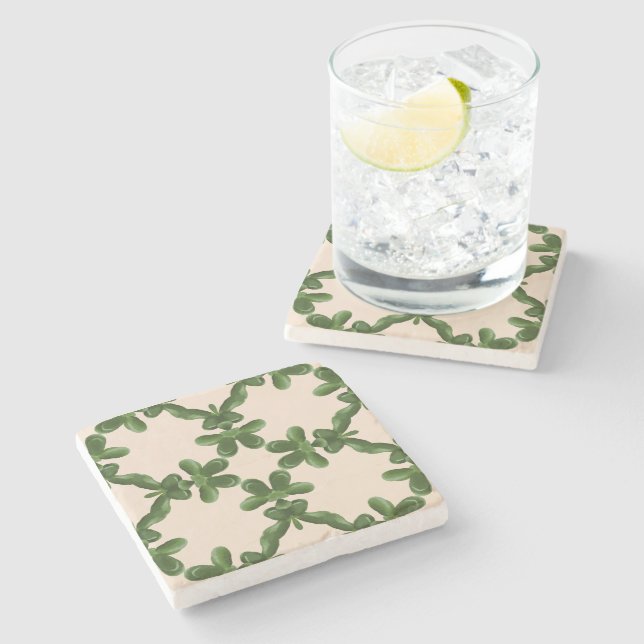 Jade-Gitter in Creme Steinuntersetzer (Seitenansicht)