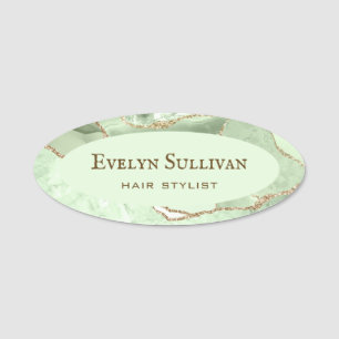 Jade Green Agate Name Tag Namensschild