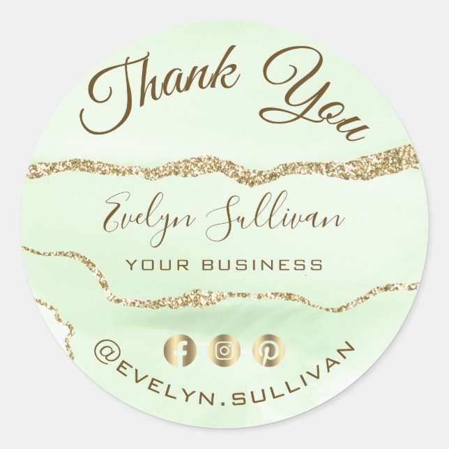 Jade Green Agate Vielen Dank für den klassischen R Runder Aufkleber (Vorderseite)