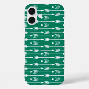 Jade Green Arrows Pattern iPhone 16 Plus Hülle
