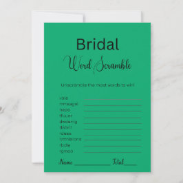 Jade Green Bridal Word Scramble Game Einladung