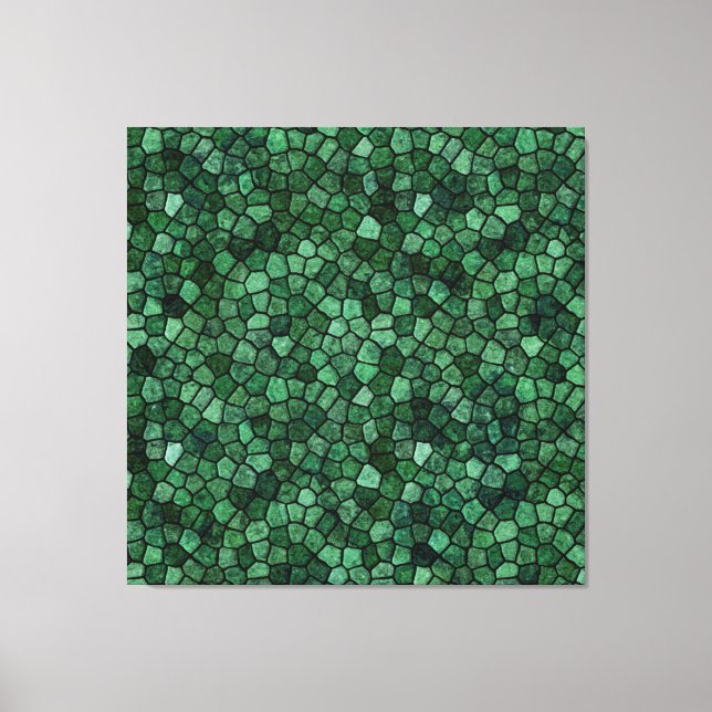 Jade Green Cobbled Patchwork Terrazo Muster Leinwanddruck (Vorderseite)