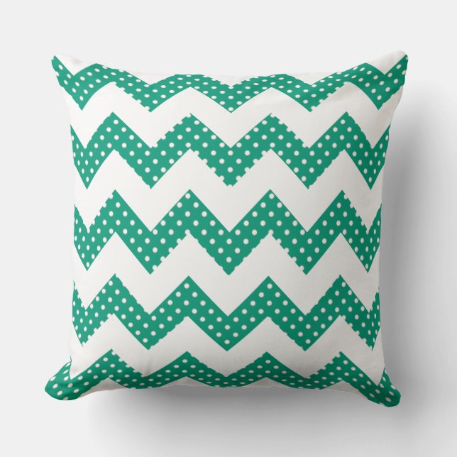Jade Green Dots ChevronThrow Kissen (Vorderseite)