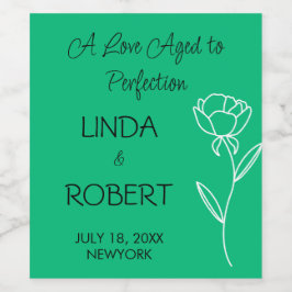 Jade Green Elegant Wedding Wine Label Weinetikett
