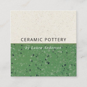 JADE GREEN KERAMIK POTTERY GLAZED SPECKURE TEXTURE QUADRATISCHE VISITENKARTE