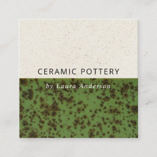 JADE GREEN KERAMIK POTTERY GLAZED SPECKURE TEXTURE QUADRATISCHE VISITENKARTE