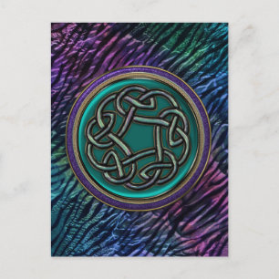 Jade Green Metal Celtic Knot Postkarte