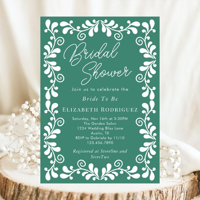 Jade Green Mexican Fiesta Talavera Brautparty Einladung (Von Creator hochgeladen)