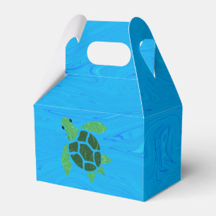 Jade Green Sea Turtle on Ocean Blue Background Geschenkschachtel