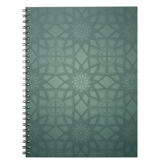 Jade Green Verziert Geometric Muster Notizblock (Vorderseite)