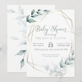 Jade Green Watercolor Couple's Baby Shower Einladung