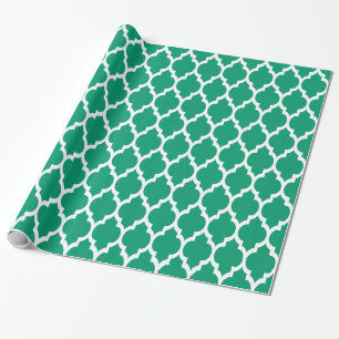 Jade Green White XL Marokkanisches Quatrefolie #4 Geschenkpapier