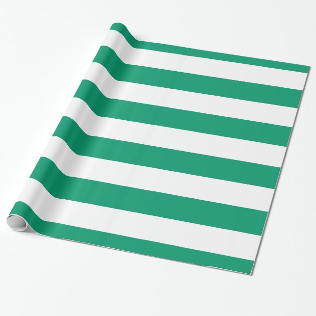 Jade Green, White XL Streifen Muster Geschenkpapier (Ungerollt)