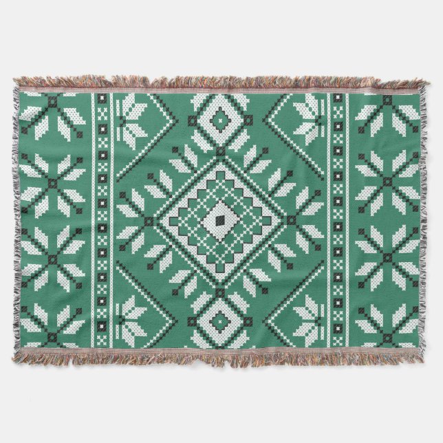 Jade-Grün-Südwestaztekisches geometrisches Muster Decke (Vorderseite)