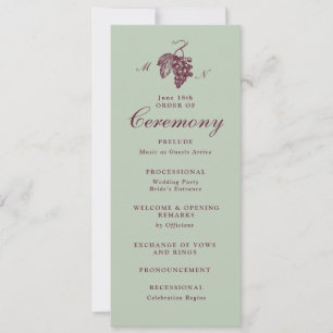 Jade-Grüne Pflaumen-Trauben-Monogramm-Hochzeitspro Einladung