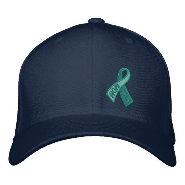 Jade Hope Cancer Ribbon Awareness Bestickte Kappe (Vorderseite)