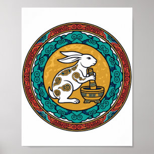 Jade-Kaninchen-Mond Chinesisches Mid-Autumn-Kunstp Poster