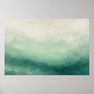 Jade-Mist Hochkey-Weichgrün-Abstrakt Poster