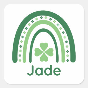 Jade Name Clover Boho Regenbogen Quadratischer Aufkleber