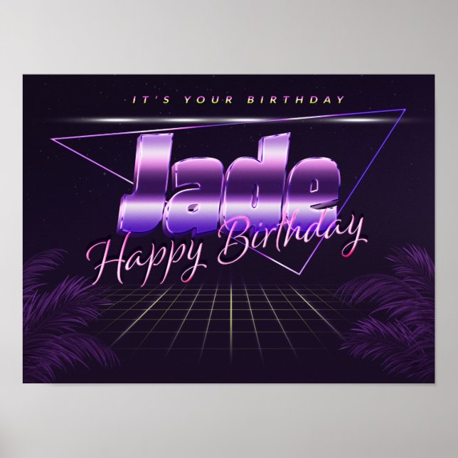 Jade Name Vorname lila retro Poster Geburtstag (Vorne)