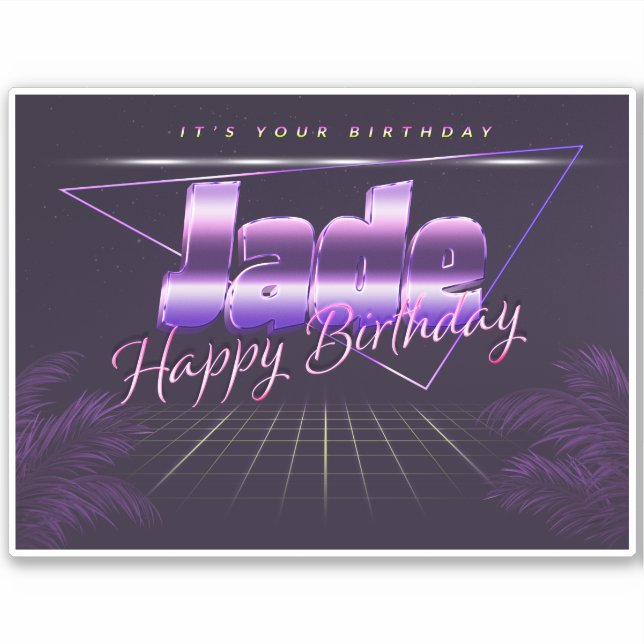 Jade Name Vorname lila retro Sticker Geburtstag (Vorderseite)