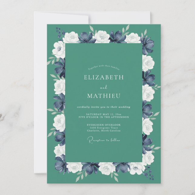 Jade Peony Hochzeit Einladung (Vorderseite)