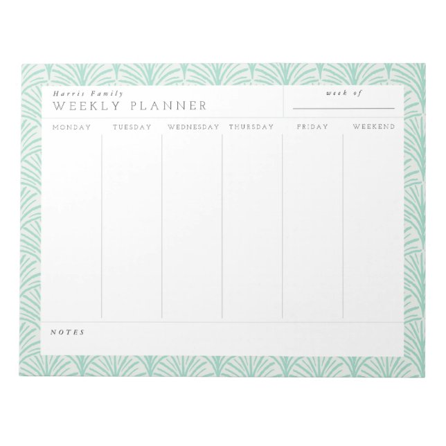Jade Scallops Family Weekekly Planer Notepad Notizblock (Vorderseite)