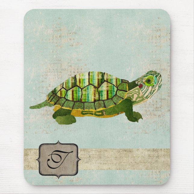 Jade-Schildkröte-Monogramm Mousepad (Vorne)