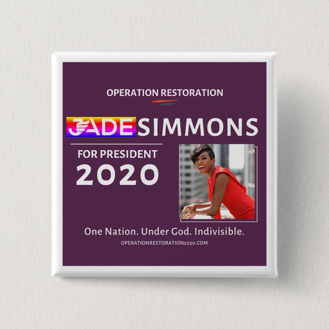 Jade Simmons für Präsident 2020 Button (Vorderseite)