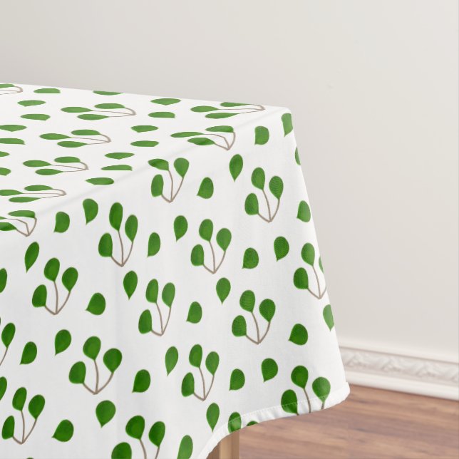 Jade Tree of Life Branches & Green Blätter auf Wei Tischdecke (Beispiel)