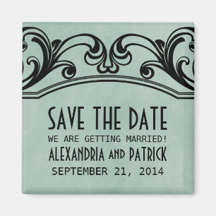 Jade Vintage Swirls Save-the-Date-Magnet Magnet