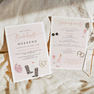 JADE Wine Cowgirl Country Bachelorette Itinerary Einladung