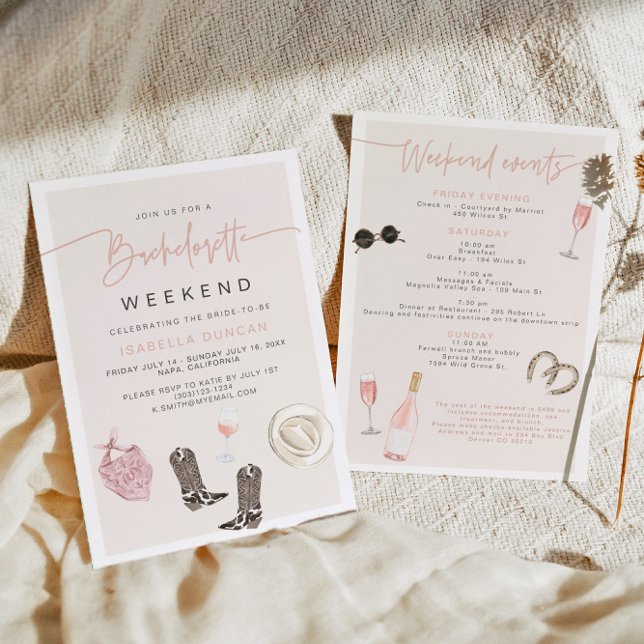 JADE Wine Cowgirl Country Bachelorette Itinerary Einladung (Von Creator hochgeladen)