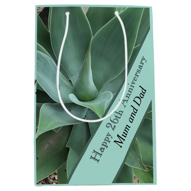 Jade zum 26. Hochzeitstag Mittlere Geschenktüte (Vorderseite)