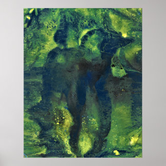 Jaded Lover 1 Deep Green Abstract Art Print Poster