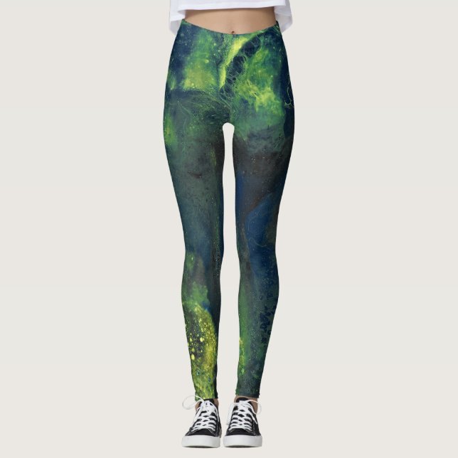 Jaded Lover 1 Deep Green Abstract Leggings (Vorderseite)