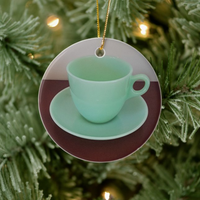 Jadeite Fire-King Cup Saucer Keramik Ornament (Baum)