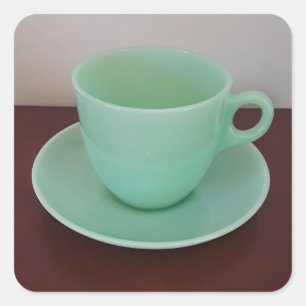Jadeite Fire-King Cup Saucer Quadratischer Aufkleber
