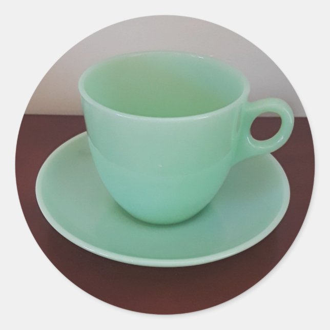 Jadeite Fire-King Cup Saucer Runder Aufkleber (Vorderseite)